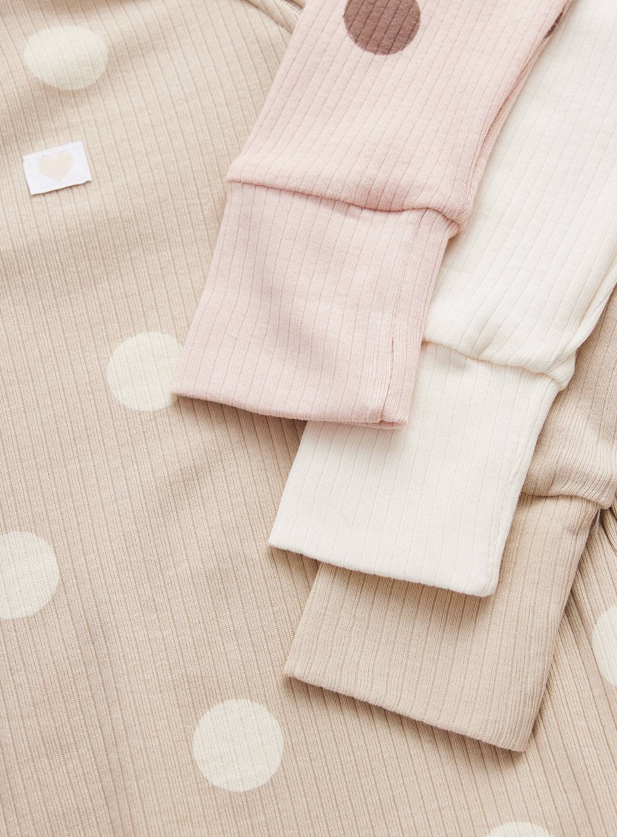 Plain & Polka Dot Print Sleepsuits 5 Pack 3-6 months - Image 2